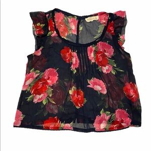 Abercrombie & Fitch black floral Crop top size S